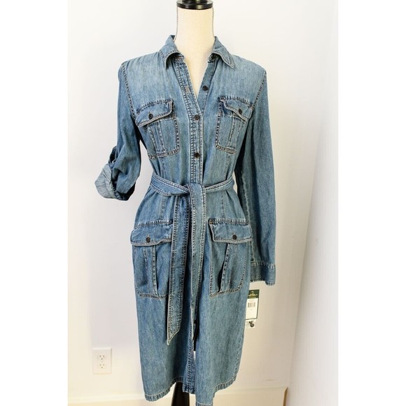Ralph Lauren Dresses & Skirts - Lauren Ralph Lauren Tortolla Size 8 Denim Jean shirt maxi dress NEW